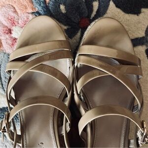 Via Spiga Tati Wedge Espadrille Patent Leather Jute Strappy Sandals Size 9M